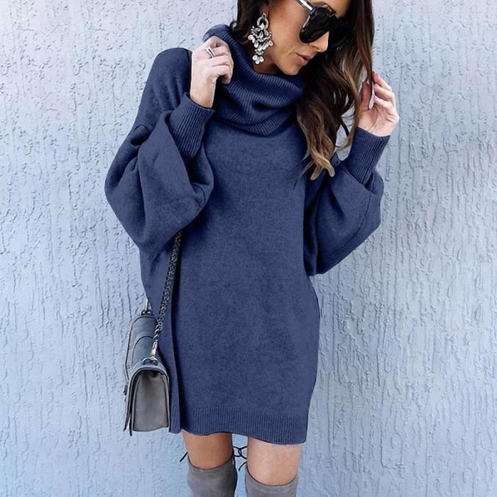 Robe Pull En Tricot Pour Femme – Col Roulé, Manches Longues – Confort Hiver – Style Décontracté - 9