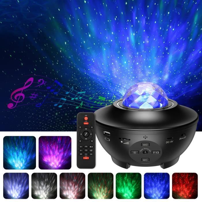 Veilleuse Projecteur Etoile - ORIA - Lecteur Musique - 10 couleurs + 3  modes dynamiques - Rechargeable USB