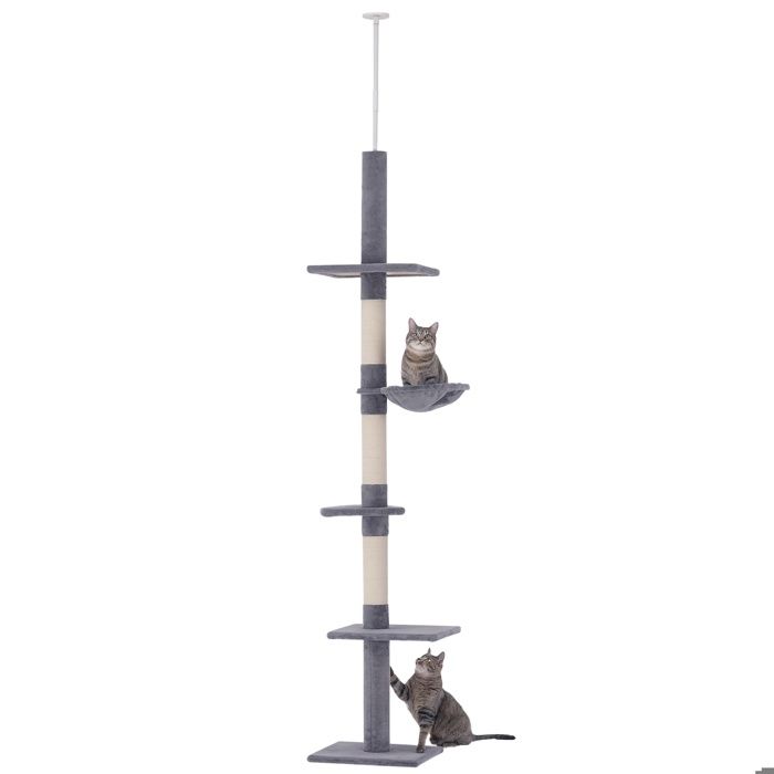 PawHut - griffoir pour chat - panneau de particules - 40x34x260cm - Gris