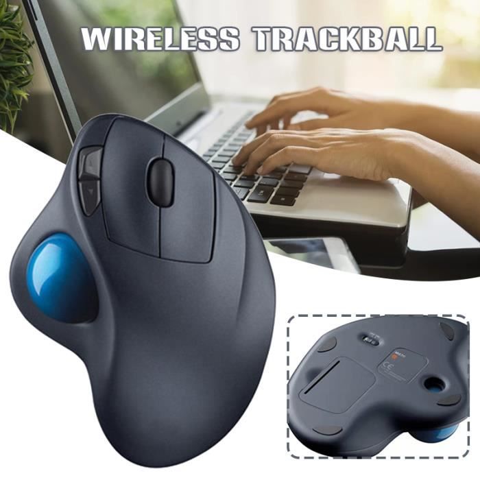 Souris Trackball Sans Fil KeySonic - Contrôle Au Pouce, Connexion USB 2.4 GHz - Pour Windows Et Mac - Modèle KSM-6101RF-EGT