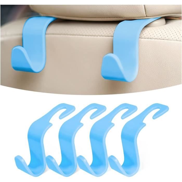 Lot De 4 Crochets Double Pour Siège Auto - Rotation 360°, ABS Et Cuir, Fixation Appui-tête