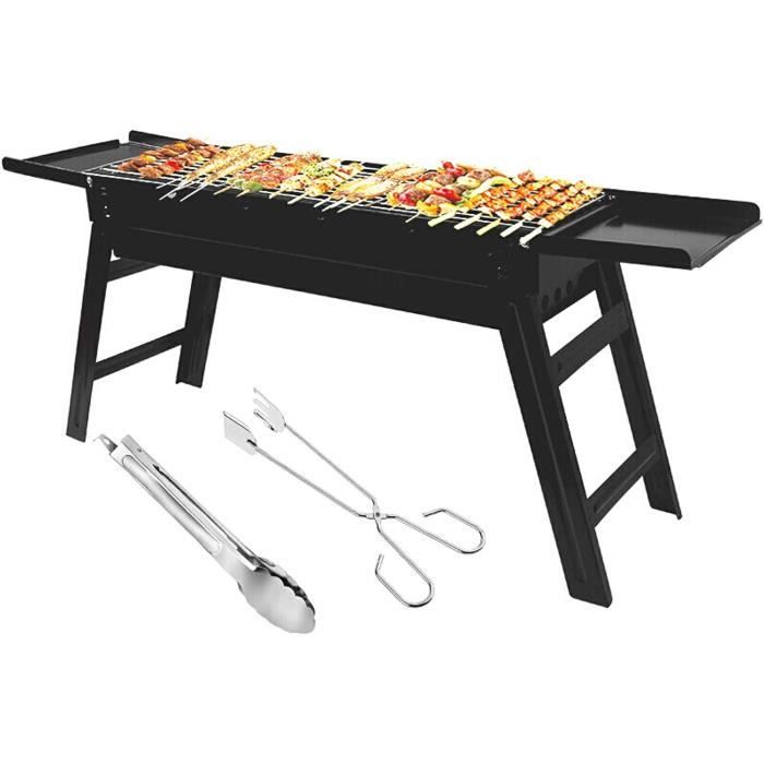 Barbecue Charbon Royal Gourmet Sur Chariot - Surface 56.5x42.2cm - Thermomètre - Tablettes Pliables - Noir