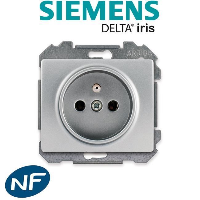 SIEMENS Delta Iris Mécanisme prise de courant 2P+T - Silver