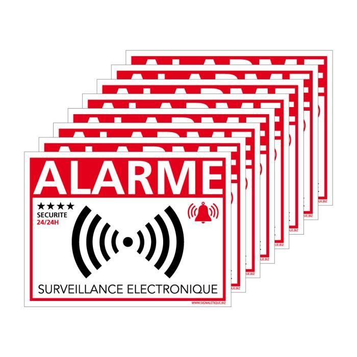 Autocollants Alarme Lot de 8 stickers Alarme Sécurité Protection Vidéosurveillance 8 x 6 cm résistants UV et pluie