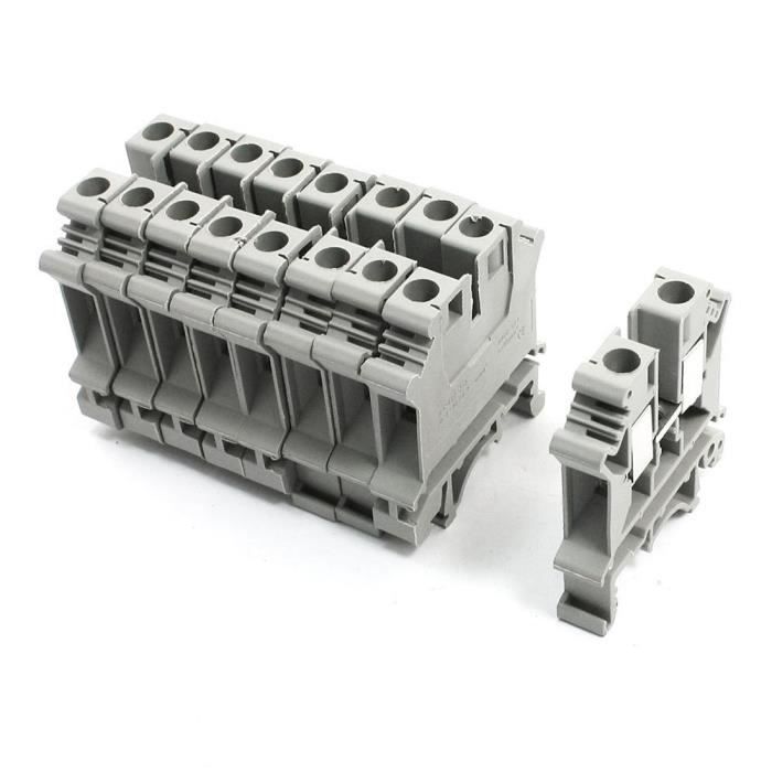 sourcing map 25Pcs Bloc Terminal UKK3 Double-Montage sur Rail DIN 300V 25A 28-10AWG Gris