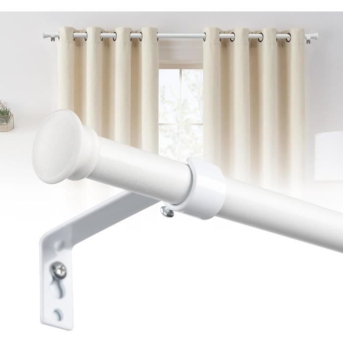 Tringle à Rideaux Extensible 76-122 CM - Acier Inoxydable Avec Embouts Rondes - Noir - Idéale Cuisine Et Fenêtres