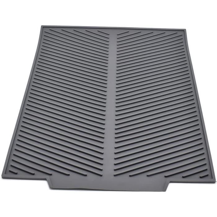 Tapis égouttoir Silicone 40x32 Cm Gris – Pour évier, Comptoir De Cuisine, Antidérapant, Lavable Au Lave-vaisselle