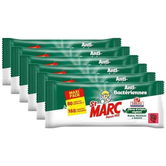 Lot de 6 Lingettes Nettoyantes et Désinfectantes Antibactériennes