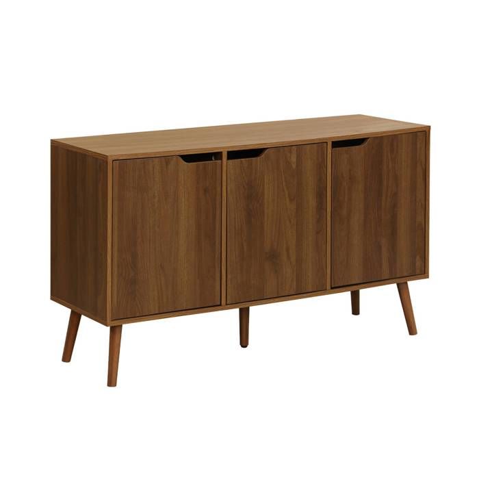 Buffet de rangement effet bois de noyer 3 portes et 3 étagères. buffet bas. 120cm