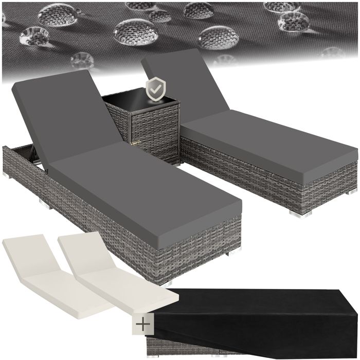 Bain De Soleil Duo 5 Positions Avec 2 Sets De Housses + Housse De Protection - Gris