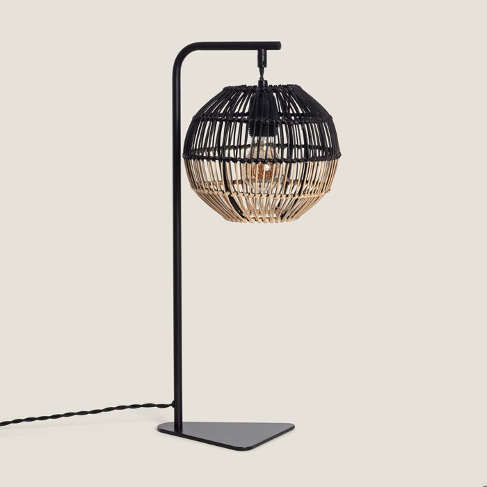 Lampe à Poser Rotin et Métal Kithnos Noir