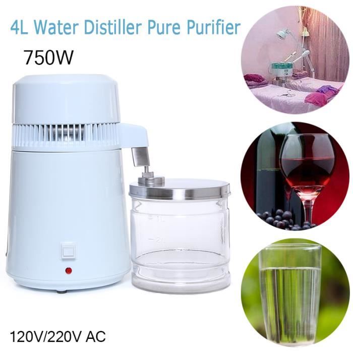4L 750W Pur Distillateur d/'eau acierinoxydable Hôpital Eau Pure Bureau Médical