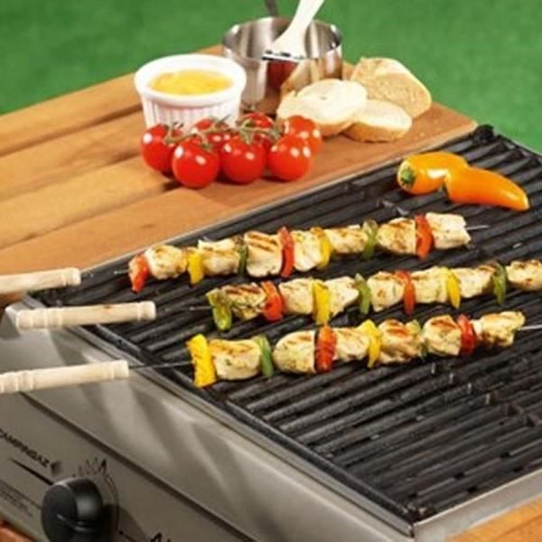Lula Lulu Kebab Adana Tschelo - 6 spiedini per barbecue in acciaio inox con manico in legno, 60 cm di lunghezza, 2 cm di larghezza, 2 mm di spessore