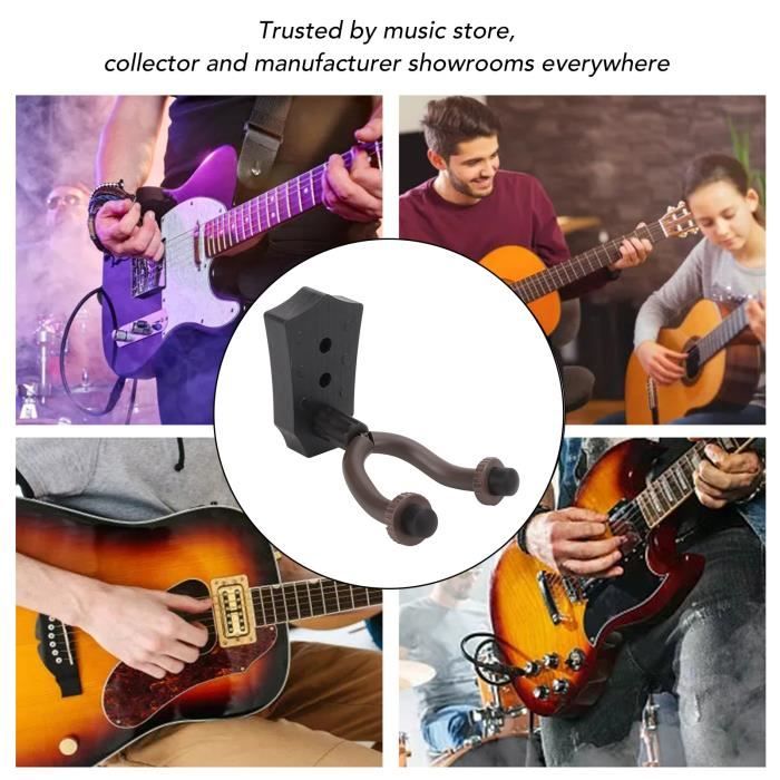 Support Mural Universel Pour Guitare – Noir, Réglable, Protège Vos Instruments (acoustique, électrique, Basse, Ukulélé)