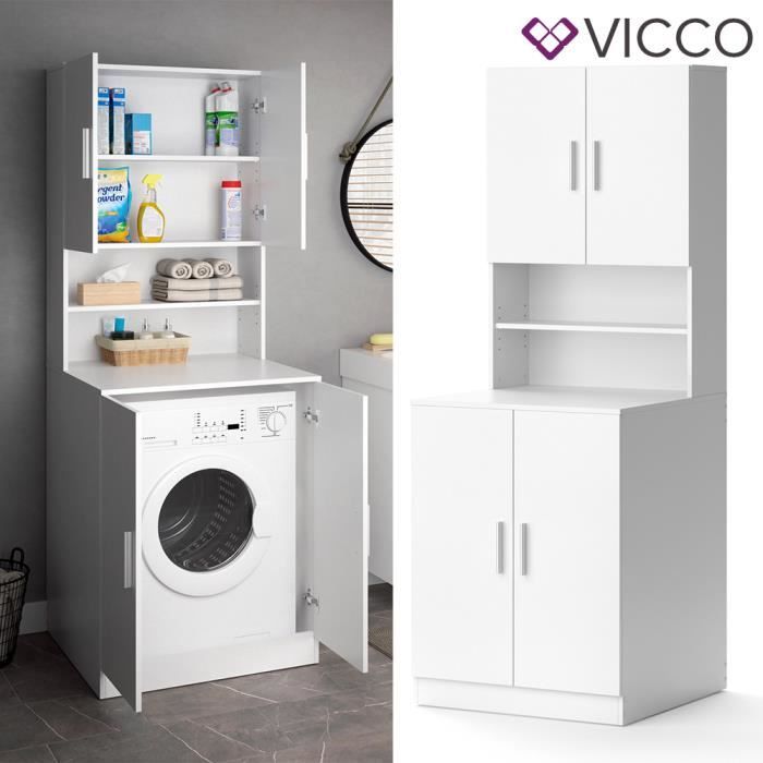 meuble lave-linge vicco liana blanc, meublemeuble lave-linge vide salle de bains, placard, étagère de salle de bains, superstructure