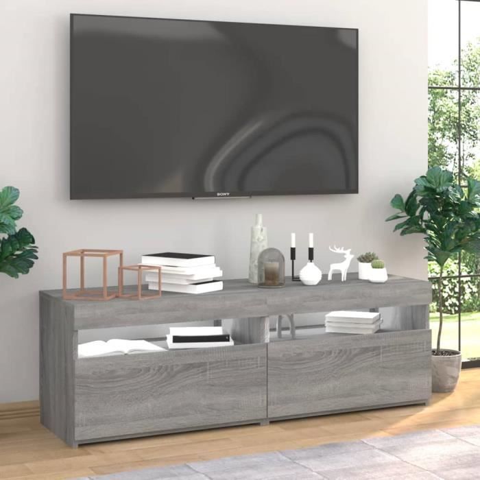 "sale 2024" meubles tv 2 pcs avec lumières led jms - banc tv sonoma gris 60x35x40 cm 24,3,kg 1862