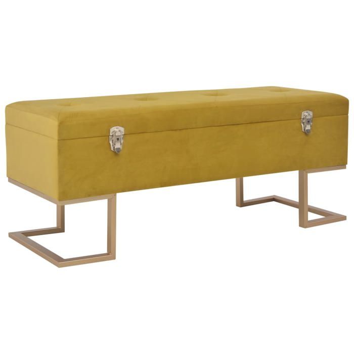 Vidaxl Banc avec compartiment de rangement 105 cm Moutarde Velours 247571 - vue 1