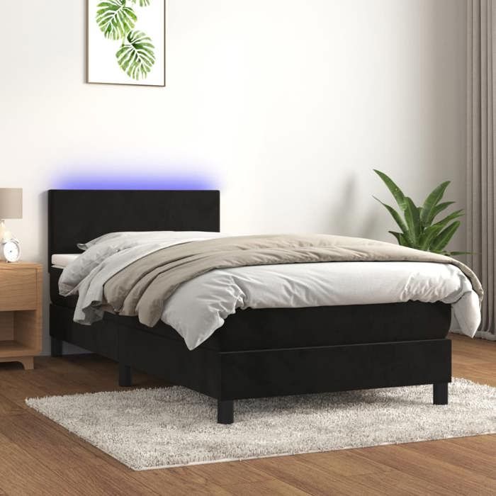 vidaXL Sommier à Lattes de Lit avec Matelas et LED Lit Rembourré Lit Simple Lit Adulte de Chambre à Coucher Intérieur 3134263