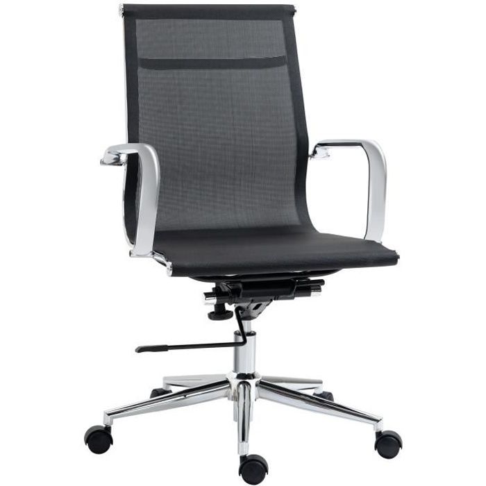 chaise de bureau ergonomique fauteuil pivotant 360° hauteur réglable tissu maille textilène 56 x 59 x 109 cm noir