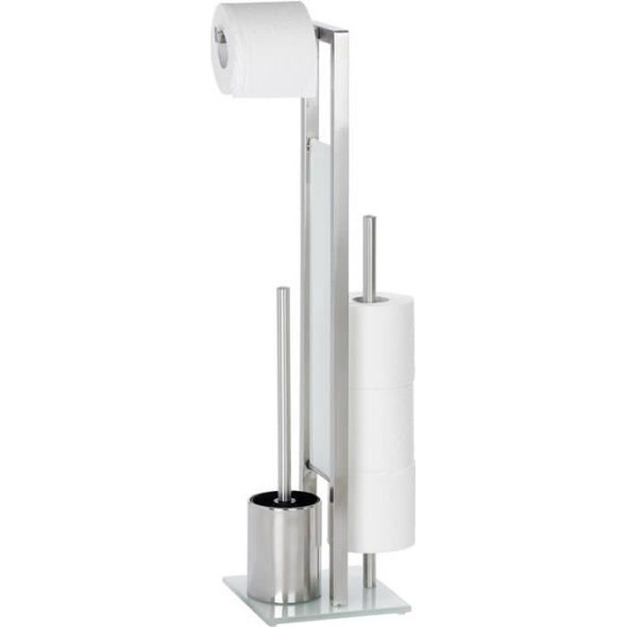 WENKO Combiné WC 2en1 Onyx, brosse WC et dérouleur papier toilette, acier inox WENKO Combiné WC 2en1 Onyx, brosse WC et dérouleur papier toilette, acier inox