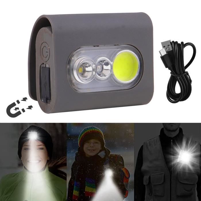 lampe de poche whdpets led cob 400 lumens avec clip magnétique rechargeables usb pour pêche jogging camping ect