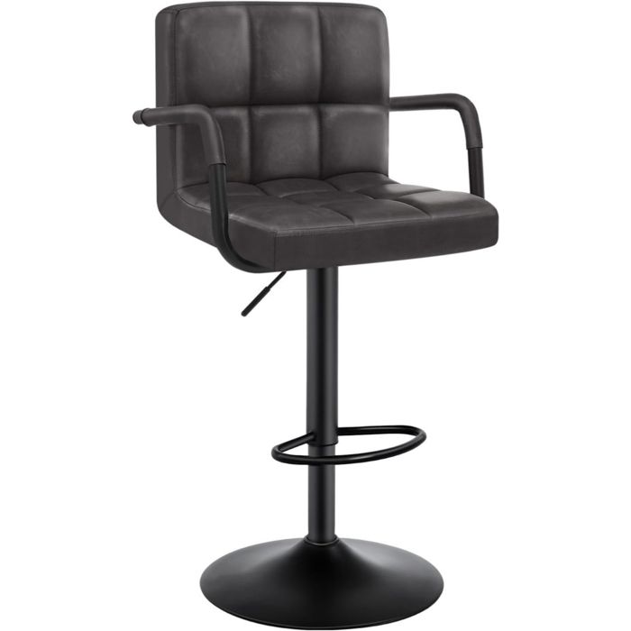 WOLTU Tabourets de Bar Anthracite Assise en Similicuir Rotatif Réglable en Hauteur Pied en métal