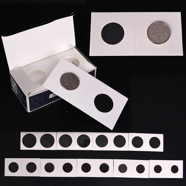 Boîte de rangement pour pièces de monnaie avec 12 supports en carton pour timbres, collection de devises (33 mm