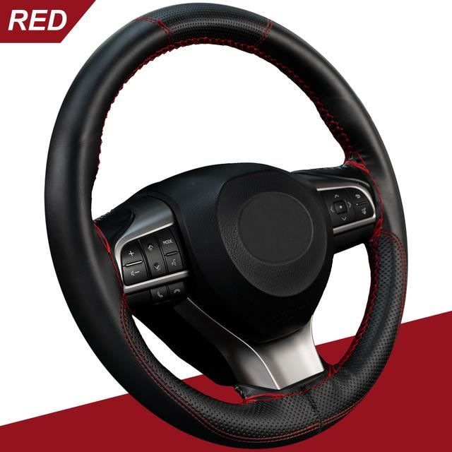 COUVRE-VOLANT,Red--Housse de Protection pour volant de voiture, autocollant  en Silicone, en cuir noir-rouge-bleu, pour bricolage, 38 - Cdiscount Auto