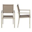 Lot de 10 chaises en aluminium taupe - textilène taupe Marron-1