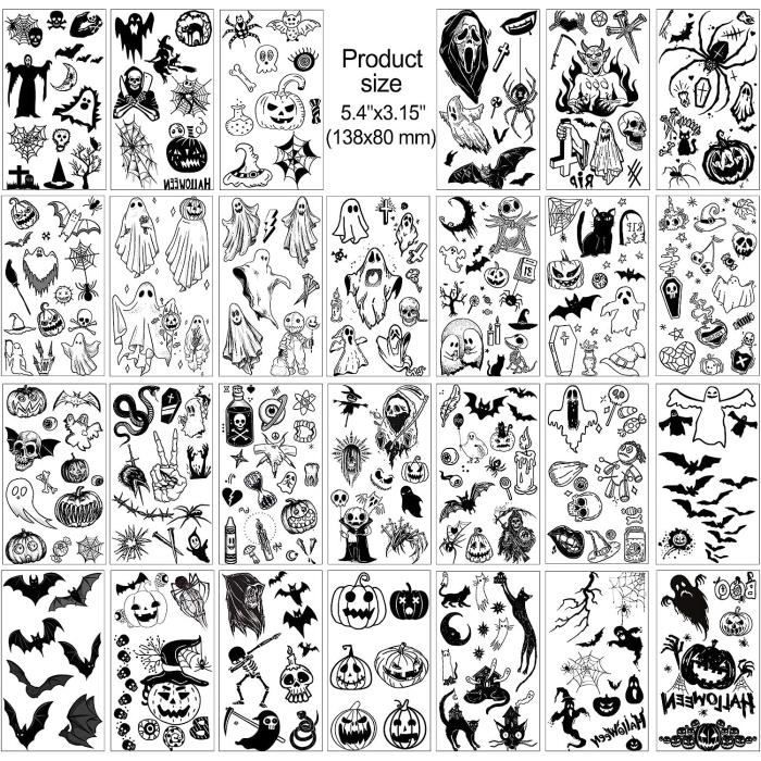Set Halloween – Serre-tête Chauve-souris + 4 Tatouages Visage – Déguisement Femme Et Enfant