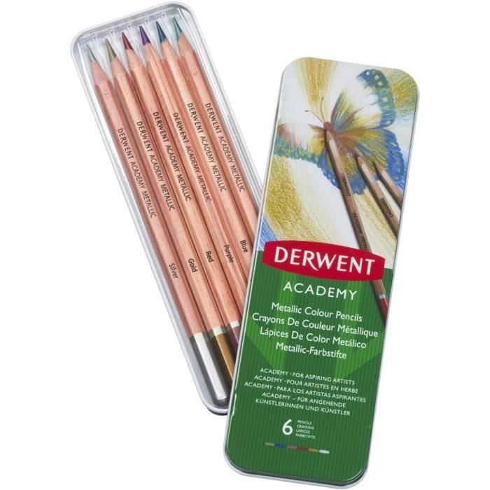 Derwent crayon aquarellable Academy , boîte métallique de 24 pièces en  couleurs assorties