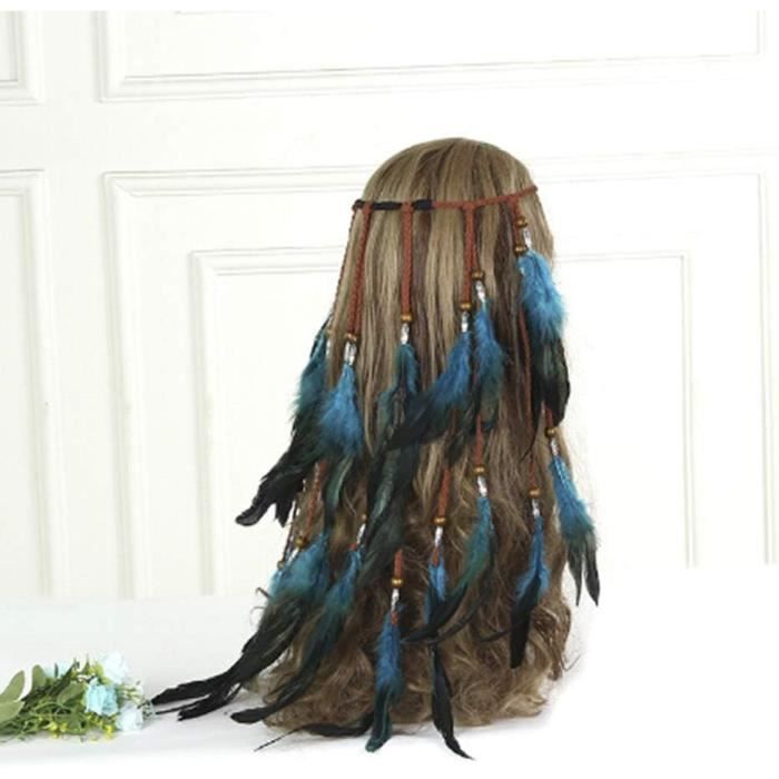 HOWAF 3 Pièces Indien Bandeau Plume Bandeau Coiffe Indienne Carnaval Costume Chapeaux