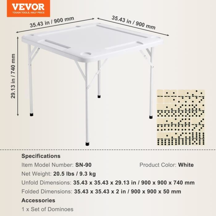 VEVOR Table de Mahjong Pliable pour 4 Joueurs, Table de Jeu de VEVOR Table de Mahjong Pliable pour 4 Joueurs, Table de Jeu de