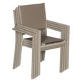 Lot de 10 chaises en aluminium taupe - textilène taupe Marron-2