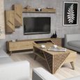 Ensemble meuble TV, étagère et table basse Forces Motif Arabesque Chêne clair-2