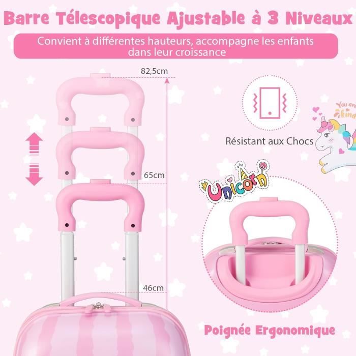 SOARS Valise Cabine Enfant 16'' - Valise à Roulettes Garçon Fille 3+ Ans, 1.5 Kg Léger, Imperméable PC Rigide, Poignée Télescopique 2 Niveaux, Cadeau Voyage Idéal