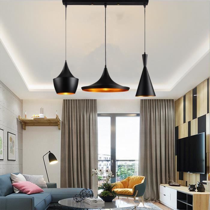 Plafonnier LED Style Industriel - Suspension Or Et Noir Ø40cm - Luminaire Vintage Pour Salon & Cuisine