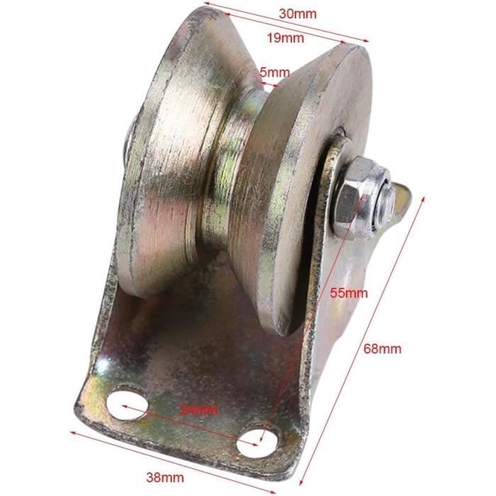 2 Rouleaux Porte Coulissante 32mm Groove U - Charge 300kg Avec Support - Rail Portail
