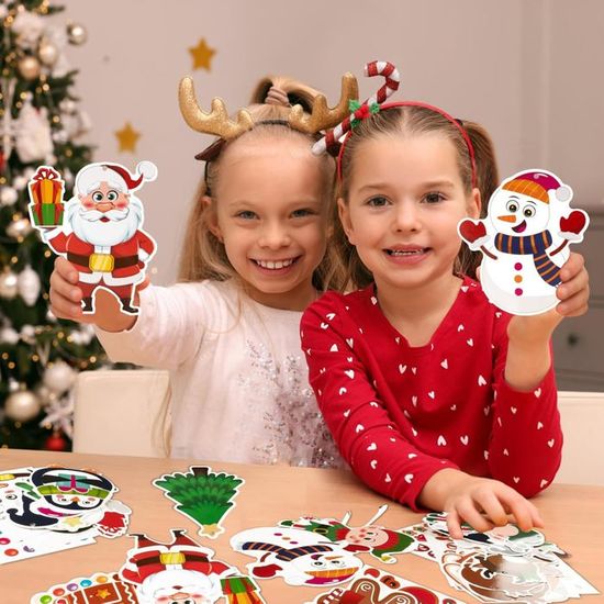 Kit Créatif Noël Pour Enfants - 24 Cartes + Autocollants + Ruban, Bricolage Décoratif Facile Et Amusant