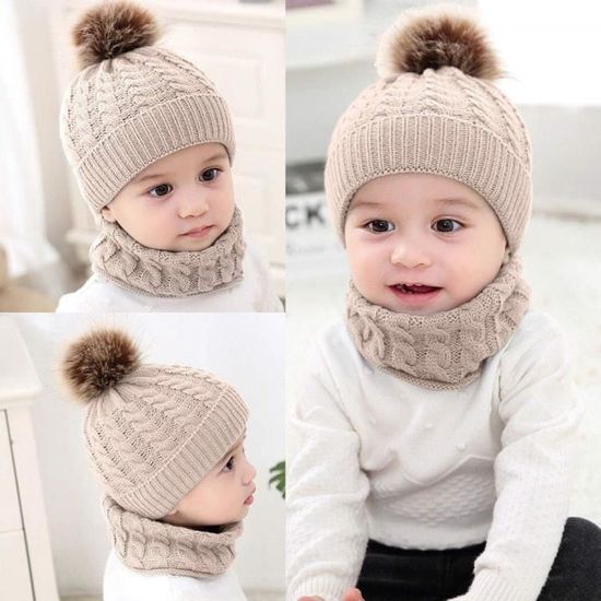 Bonnet Bebe Fille Hiver Pompom 0 24 Mois Tricotes Bonnet Bebe Garcon Naissance Chaud Echarpe Bebe Fille Automne Ensemble Bebe M157 Cdiscount Pret A Porter