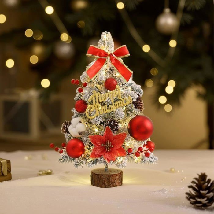 Mini Sapin De Noël Artificiel 30,5 Cm Avec Lumières LED Blanc Chaud - Décoration De Table, Bureau, Maison