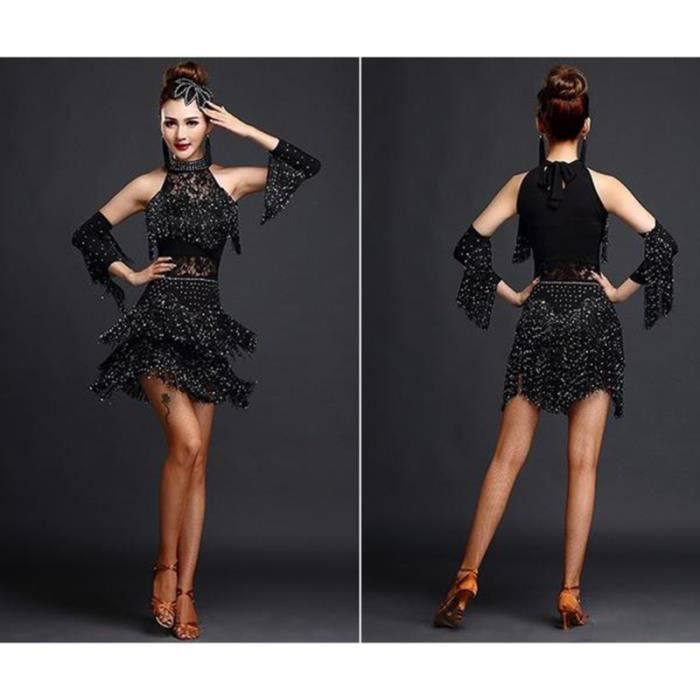 DPois Enfant Fille Robe De Danse Latine Jupe À Sequin Gland Salsa Ballet Tango Jupe Frange Robe De Bal Robe Princesse Carnaval Robe Danse Contemporaine 3-10 Ans Rose Rouge 3-4 Ans