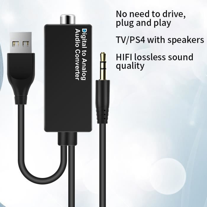 Convertisseur Audio D15 DAC numérique à Coaxial analogique USB, adaptateur  de décodeur, convertisseur de Fiber optique Jack 3.5mm pour PS4 HDTV DVD