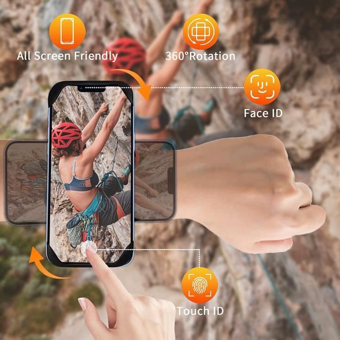 Brassard Sport 3-en-1 Téléphone - Support Vélo Et Course - Rotation 360° - Compatible 4.5 à 7 Pouces