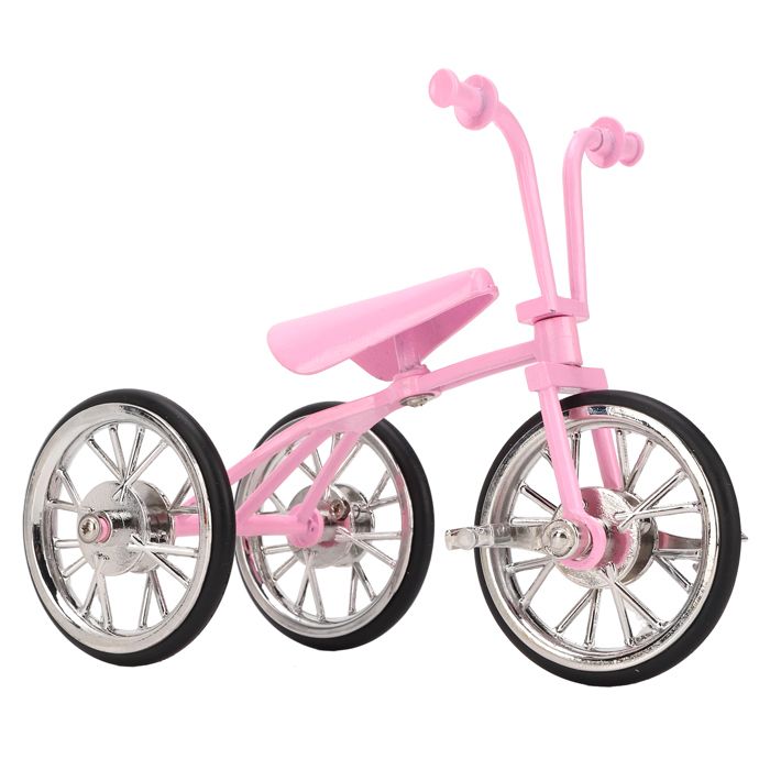 Modèle de Tricycle Jouet Look Rose Design Simulé Ornement de Tricycle