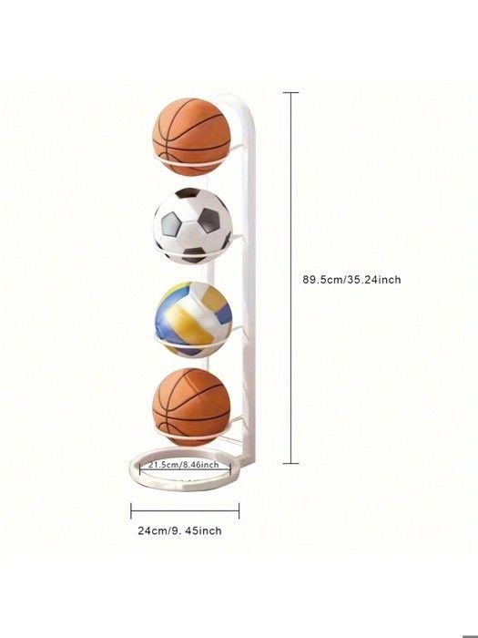 Support Mural En Métal Robuste Pour Ballons De Sport - Rugby, Basket, Foot, Volley - Noir