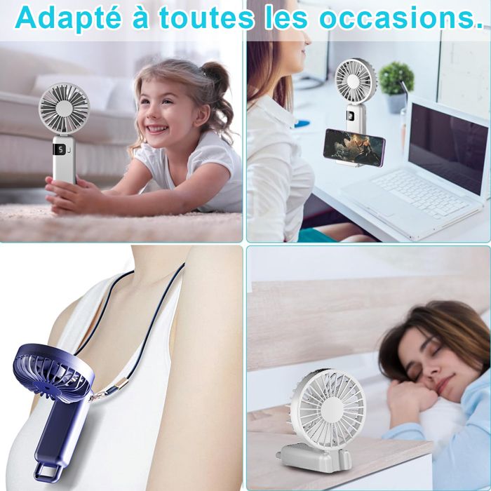 Mini Ventilateur Portable, Ventilateur De Poche, Ventilateur De Poche Rechargeable USB Vitesses Avec 3 Vitesses Bleu - Bricolage