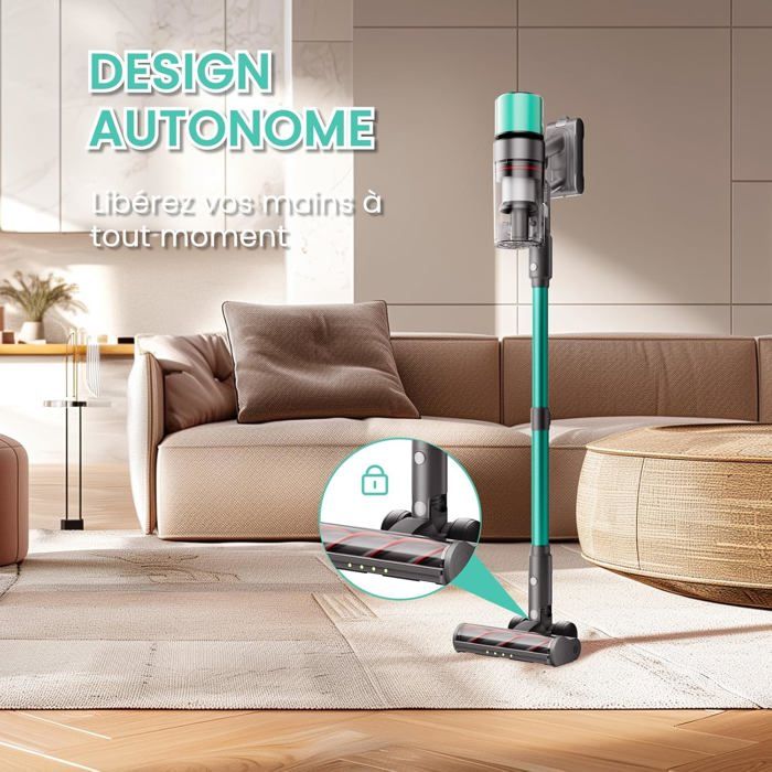 Aspirateur Balai Fieety 600W sans Fil, Puissant 50kPa, Tuyau Extensible Aspirateur Balai Fieety 600W sans Fil, Puissant 50kPa, Tuyau Extensible
