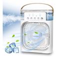 Climatiseur 4 en 1 – 600ml, brume froide, LED, timer – pour bureau et chambre – 26x21x7cm – blanc