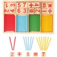 QHFlashbuy – Jouet Montessori Mathématiques – Bâtons Et Blocs En Bois – Comptage, Calcul – Dès 3 Ans – Cadeau Éducatif